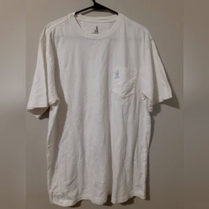 Jonnie O Shirt Mens Large white Blue Logo Pocket Cotton Casual Surf Adult